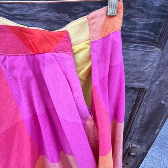 Liz Claiborne Vintage Cotton Oversized Plaid Gypsy Skirt, Pink Orange Yellow | M - Picture 3 of 8